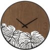 Mauro Ferretti horloge murale feuille de bois Ø 60x2 cm brun noir