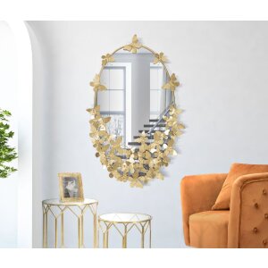 Mauro Ferretti miroir mural papillon ovale 59x3x89,5 cm or