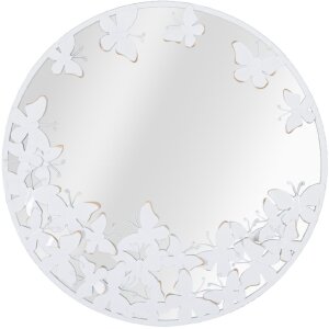 Mauro Ferretti miroir mural papillon blanc Ø 62,5x2,3 cm blanc