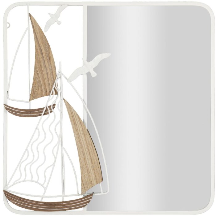 Mauro Ferretti miroir mural Adriatique 60x4,4x60 cm blanc marron