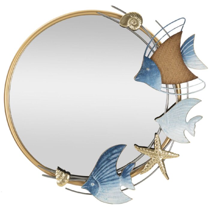 Mauro Ferretti miroir mural marine 68x5x67 cm bleu doré
