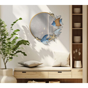 Mauro Ferretti miroir mural marine 68x5x67 cm bleu doré