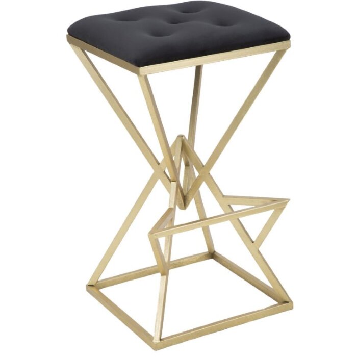 Tabouret de bar Piramid 40x40x75 cm noir or Mauro Ferretti