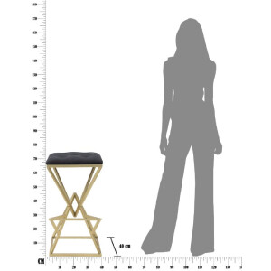 Tabouret de bar Piramid 40x40x75 cm noir or Mauro Ferretti