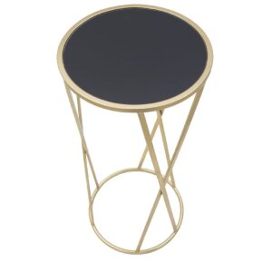 Mauro Ferretti Table de téléphone simple Ø 35x75 cm noir or