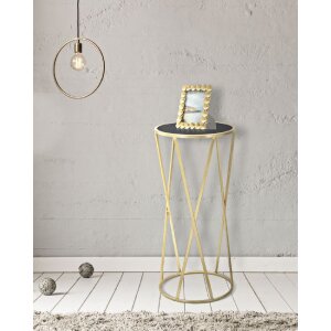 Mauro Ferretti Table de téléphone simple Ø 35x75 cm noir or