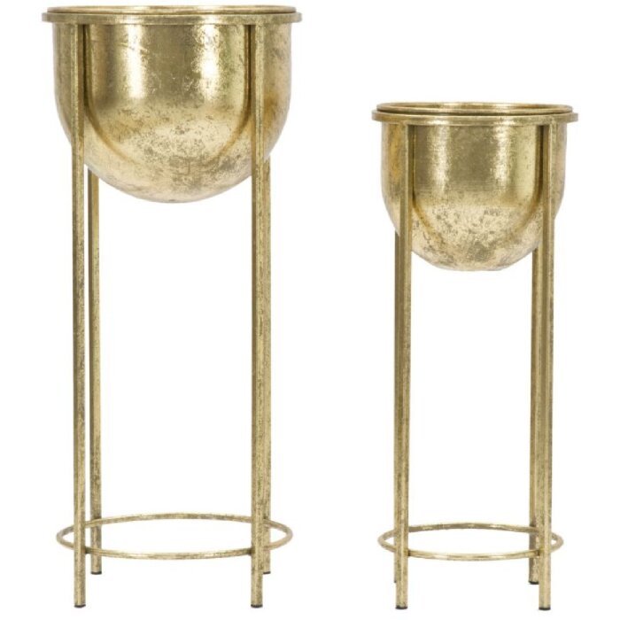 Mauro Ferretti Présentoir à fleurs, set de 2 Ø 27x62 et 21,5x52 cm or