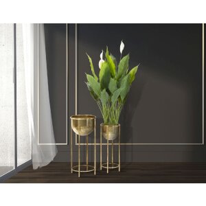 Mauro Ferretti Présentoir à fleurs, set de 2 Ø 27x62 et 21,5x52 cm or