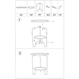 Mauro Ferretti table dappoint Arex Ø 48x54,5 cm noir marron