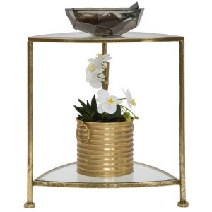 Mauro Ferretti table dappoint 2 étagères 45x45x50 cm or