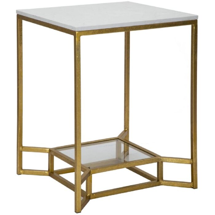Mauro Ferretti table dappoint Double Marble 47x47x60 cm or blanc