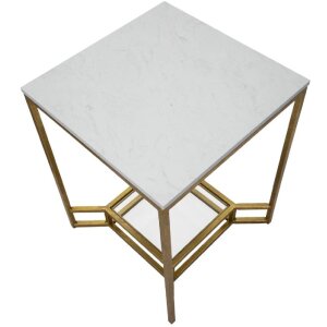 Mauro Ferretti table dappoint Double Marble 47x47x60 cm or blanc