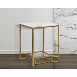 Mauro Ferretti table dappoint Double Marble 47x47x60 cm or blanc