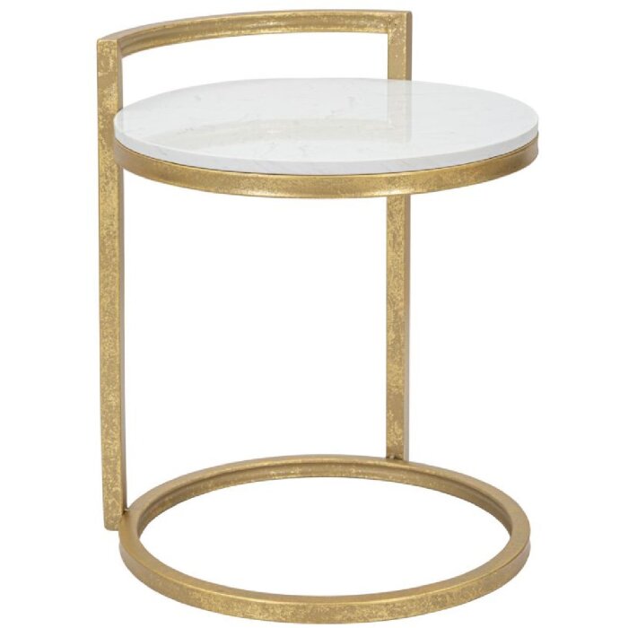 Mauro Ferretti table dappoint en marbre ronde 40x43x50 cm or blanc