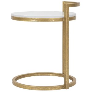 Mauro Ferretti table dappoint en marbre ronde 40x43x50 cm or blanc