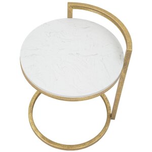 Mauro Ferretti table dappoint en marbre ronde 40x43x50 cm or blanc