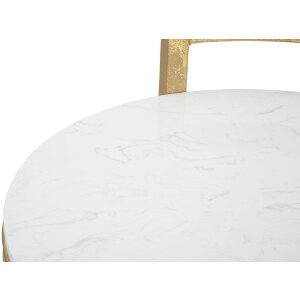 Mauro Ferretti table dappoint en marbre ronde 40x43x50 cm or blanc