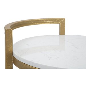 Mauro Ferretti table dappoint en marbre ronde 40x43x50 cm or blanc