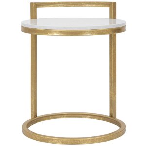 Mauro Ferretti table dappoint en marbre ronde 40x43x50 cm or blanc