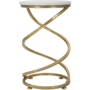 Mauro Ferretti table dappoint Spirale marbre Ø 27,5x47,5 cm or blanc