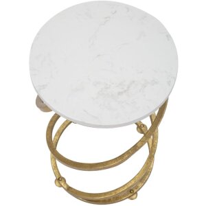Mauro Ferretti table dappoint Spirale marbre Ø 27,5x47,5 cm or blanc
