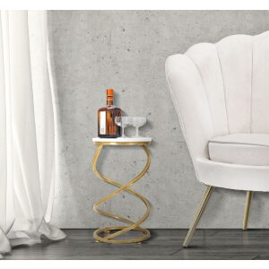 Mauro Ferretti table dappoint Spirale marbre Ø 27,5x47,5 cm or blanc