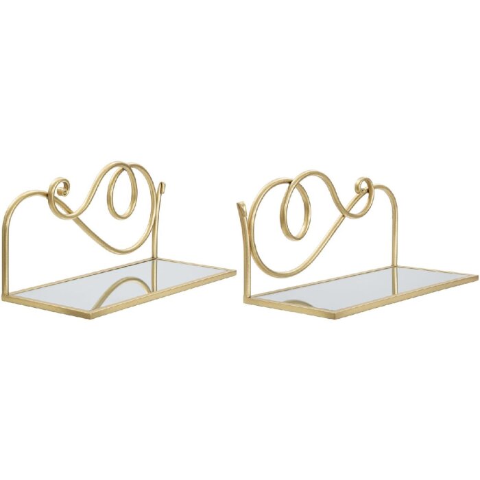 Mauro Ferretti étagère murale set de 2 pièces 41,5x18x20,5 cm or