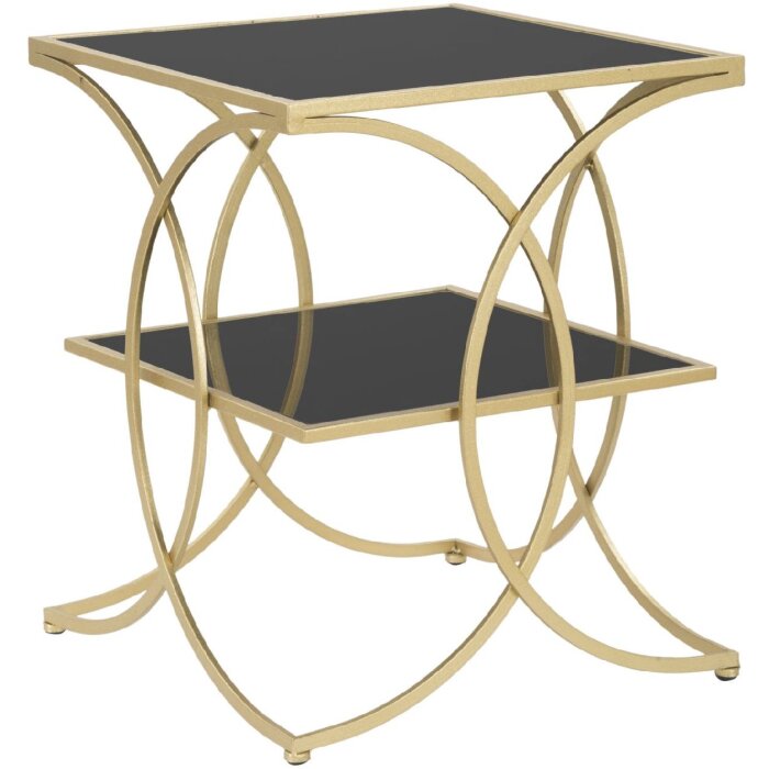 Mauro Ferretti table dappoint double 45x45x55 cm or noir
