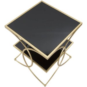 Mauro Ferretti table dappoint double 45x45x55 cm or noir