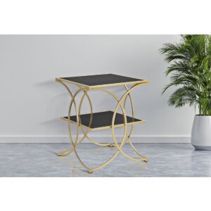 Mauro Ferretti table dappoint double 45x45x55 cm or noir