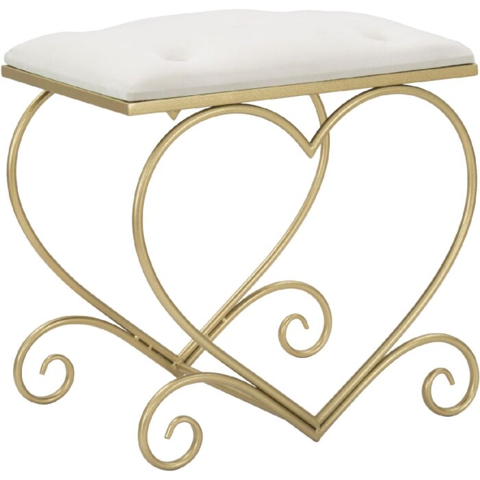 Mauro Ferretti tabouret cœur 50x37,5x51,5 cm or crème