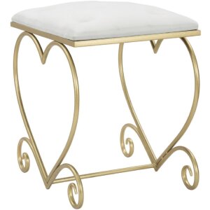 Mauro Ferretti tabouret cœur 50x37,5x51,5 cm or crème