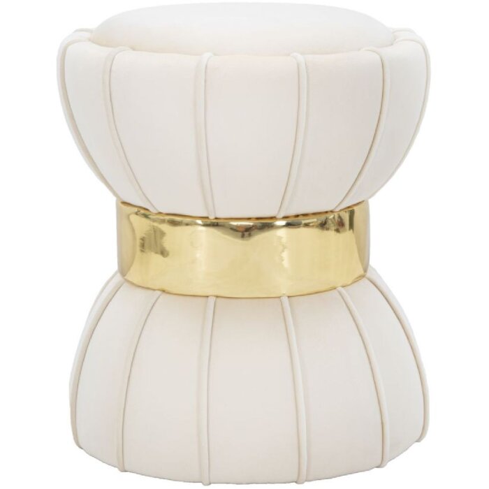 Mauro Ferretti tabouret fleur Ø 40x44 cm crème or
