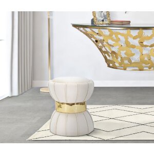 Mauro Ferretti tabouret fleur Ø 40x44 cm crème or