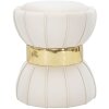 Mauro Ferretti tabouret fleur Ø 40x44 cm crème or