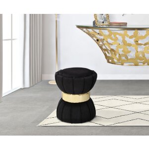 Mauro Ferretti tabouret fleur Ø 40x44 cm noir or