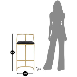 Tabouret de bar Mauro Ferretti Istanbul Ø 45x90 cm or noir