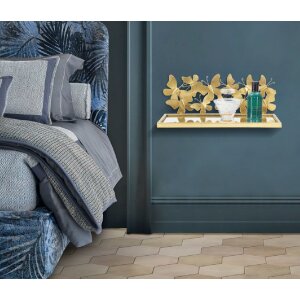 Mauro Ferretti étagère murale papillons set de 2 43x19,2x16,5 cm or