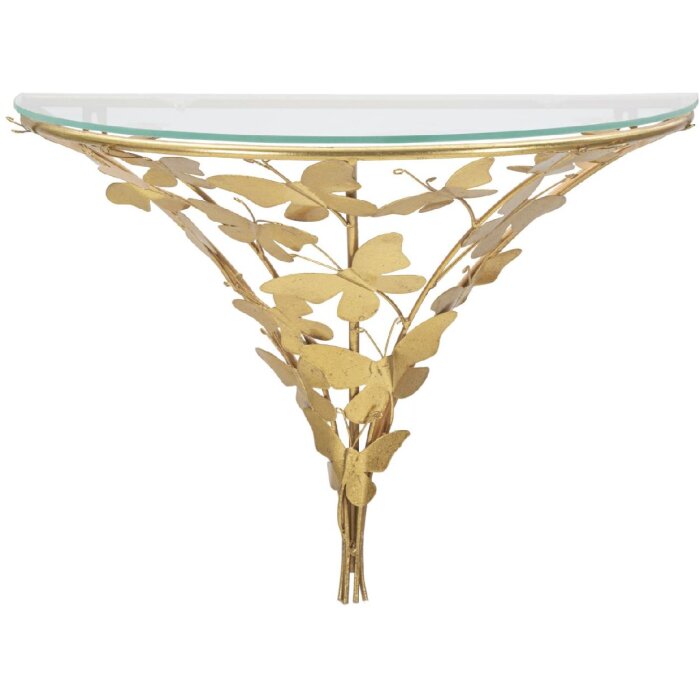 Mauro Ferretti table de nuit murale papillons 44,5x24,5x34,5 cm or