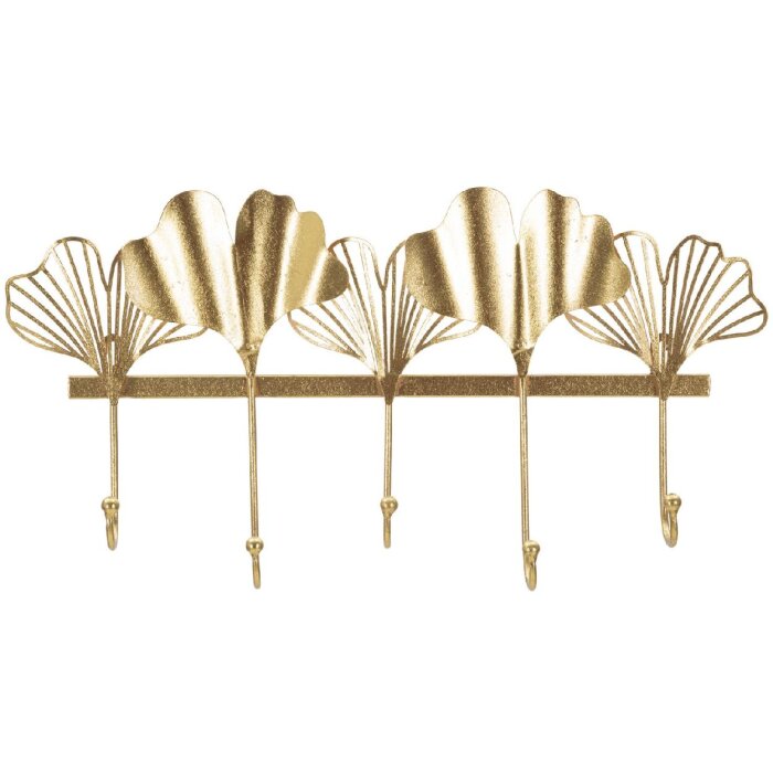 Mauro Ferretti portemanteau mural 5 feuilles 49,5x6x26,3 cm or
