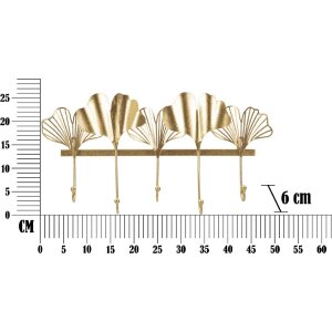 Mauro Ferretti portemanteau mural 5 feuilles 49,5x6x26,3 cm or