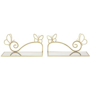 Mauro Ferretti Console murale papillon set de 2 pièces 41,5x18x21 cm or