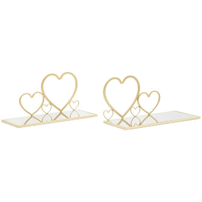 Mauro Ferretti console murale coeur set de 2 pièces 41,5x18x21 cm or