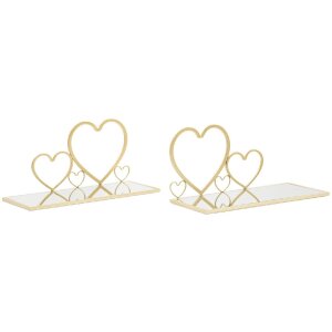 Mauro Ferretti console murale coeur set de 2 pièces 41,5x18x21 cm or