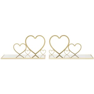 Mauro Ferretti console murale coeur set de 2 pièces 41,5x18x21 cm or