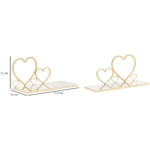 Mauro Ferretti console murale coeur set de 2 pièces 41,5x18x21 cm or