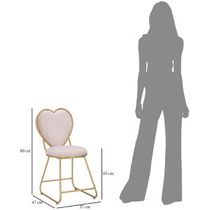 Mauro Ferretti chaise cœur 37x47x80 cm or rose