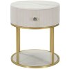 Mauro Ferretti table de nuit Montpellier Ø 42x48 cm or crème blanc