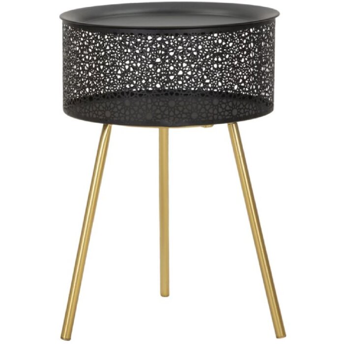 Mauro Ferretti table dappoint Blacky Ø 35x50 cm noir or