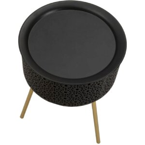 Mauro Ferretti table dappoint Blacky Ø 35x50 cm noir or